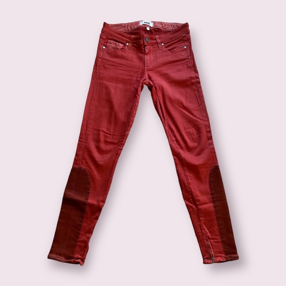 PAIGE Denim - 👖PAIGE Jeans Orange Ankle Zip Skinny Jeans with patches